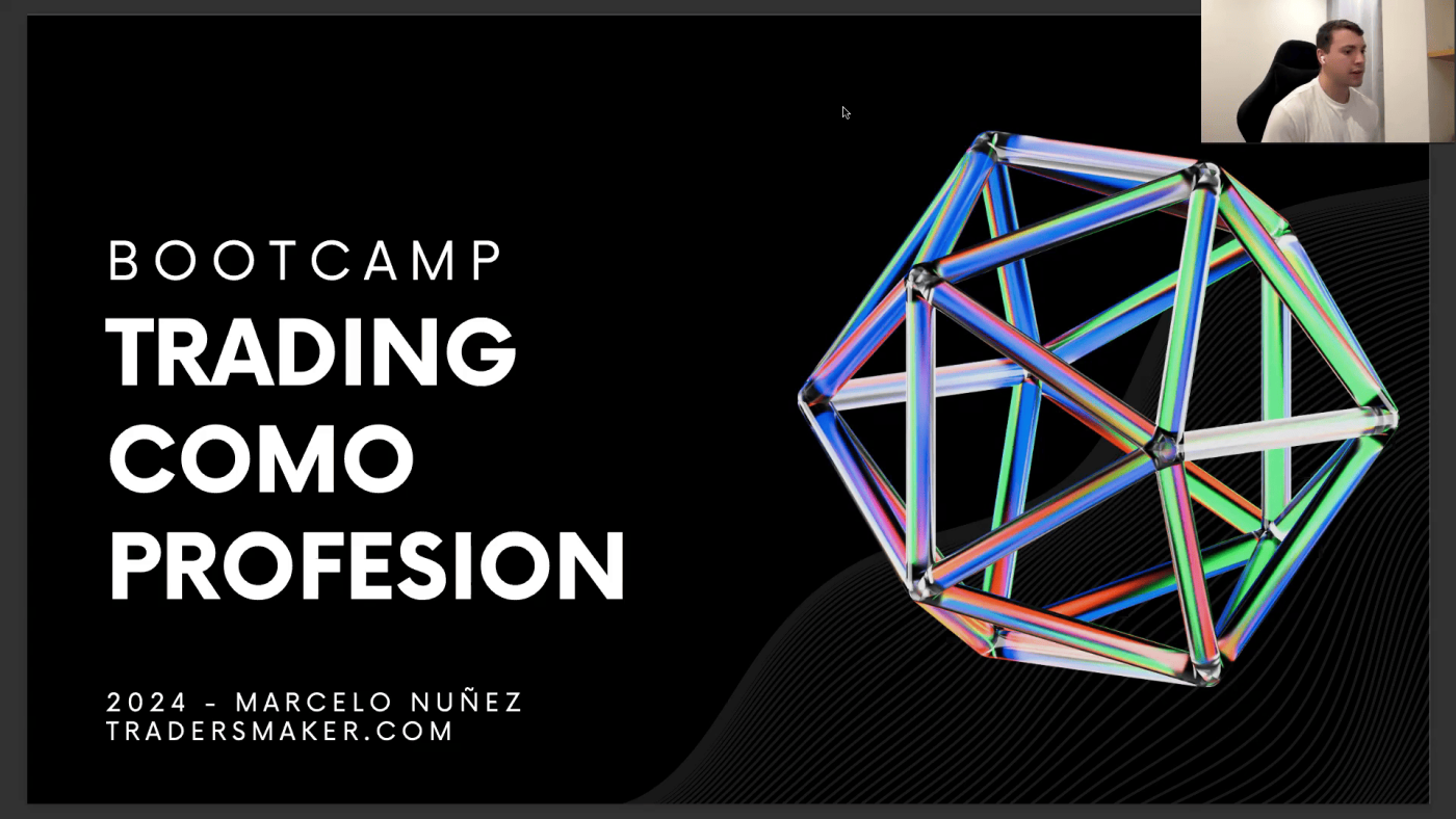 Imagen promocional del Bootcamp Trading como Profesión 2024 con diseño moderno.