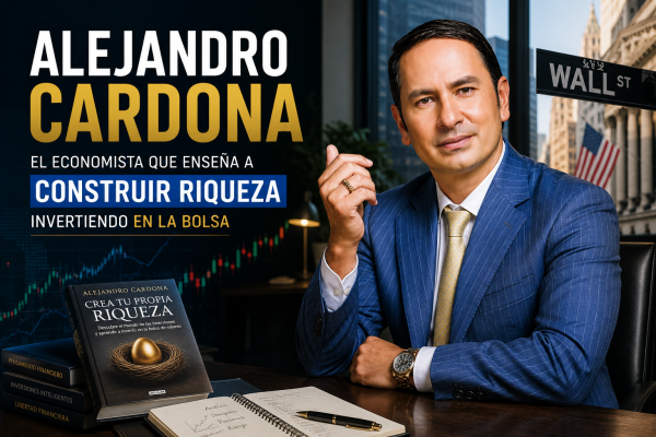 Economista Alejandro Cardona en un entorno financiero y de trading.