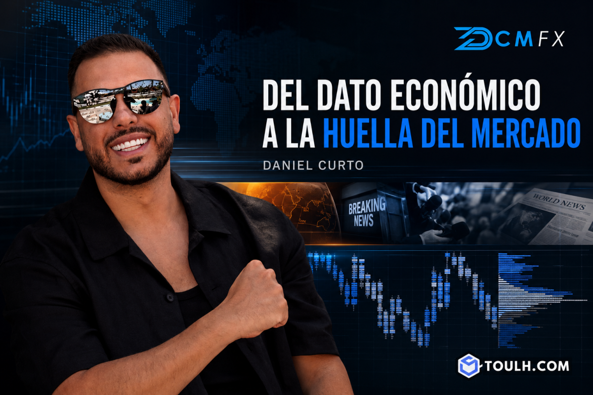 Daniel Curto en portada de curso sobre macroeconomía y trading en TOULH.