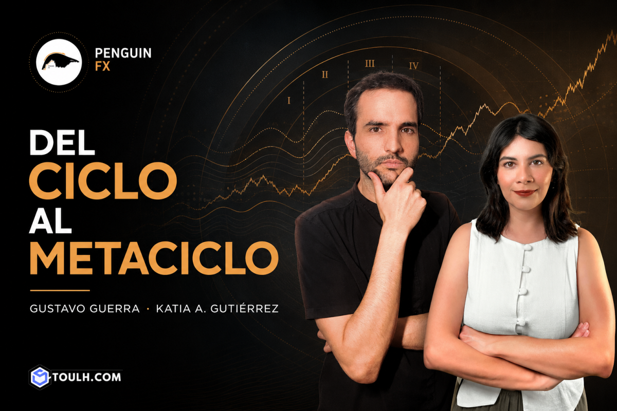 Gustavo Guerra y Katia A. Gutiérrez en imagen promocional de trading y ciclos financieros.