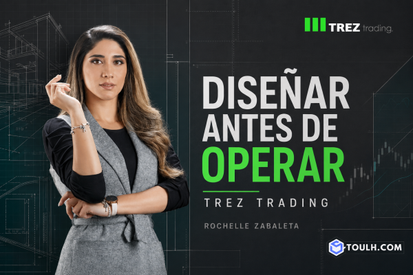 Mujer en traje de negocios con fondo de gráficos financieros y diseño técnico.