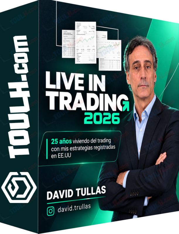 Curso Live in Trading 2026 de David Trullas, portada con gráfico y autor.