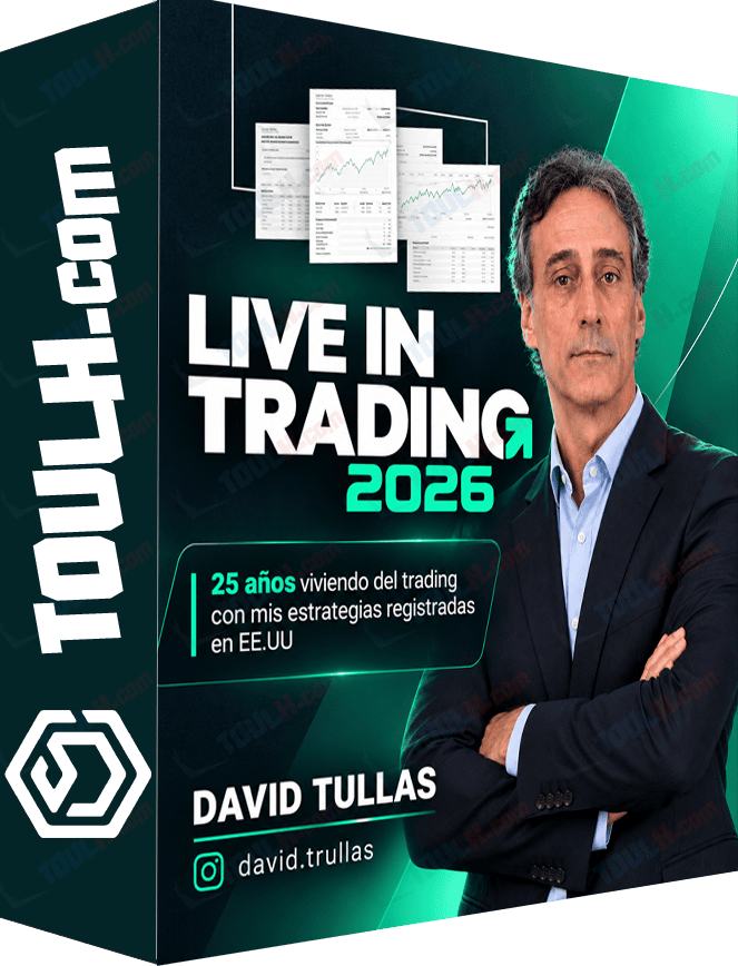 Curso Live in Trading 2026 de David Trullas, portada con gráfico y autor.