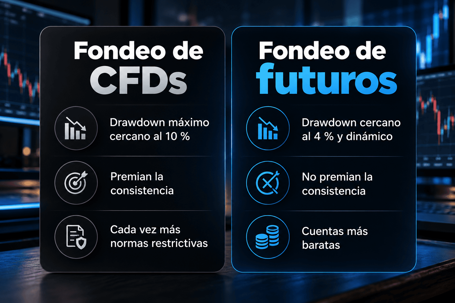 Comparativa entre cuentas de fondeo de CFDs y de futuros según Nuno Duarte